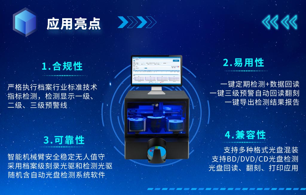 派美雅全自動(dòng)檔案藍(lán)光光盤(pán)檢測(cè)刻錄一體機(jī)應(yīng)用亮點(diǎn)